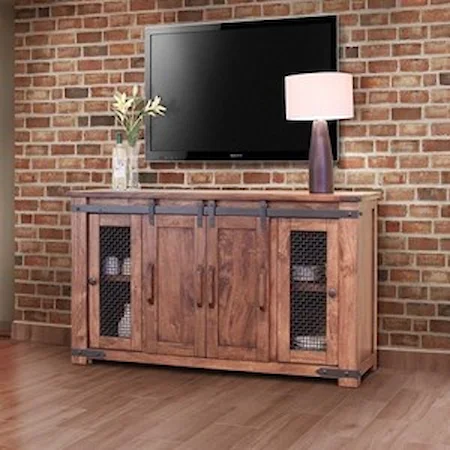 Rustic 60" TV Stand with Four Doors